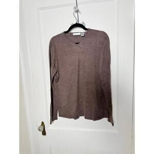 Martin Gordon Chocolate Brown Silk Cashmere V-neck Sweater Men's Size Large